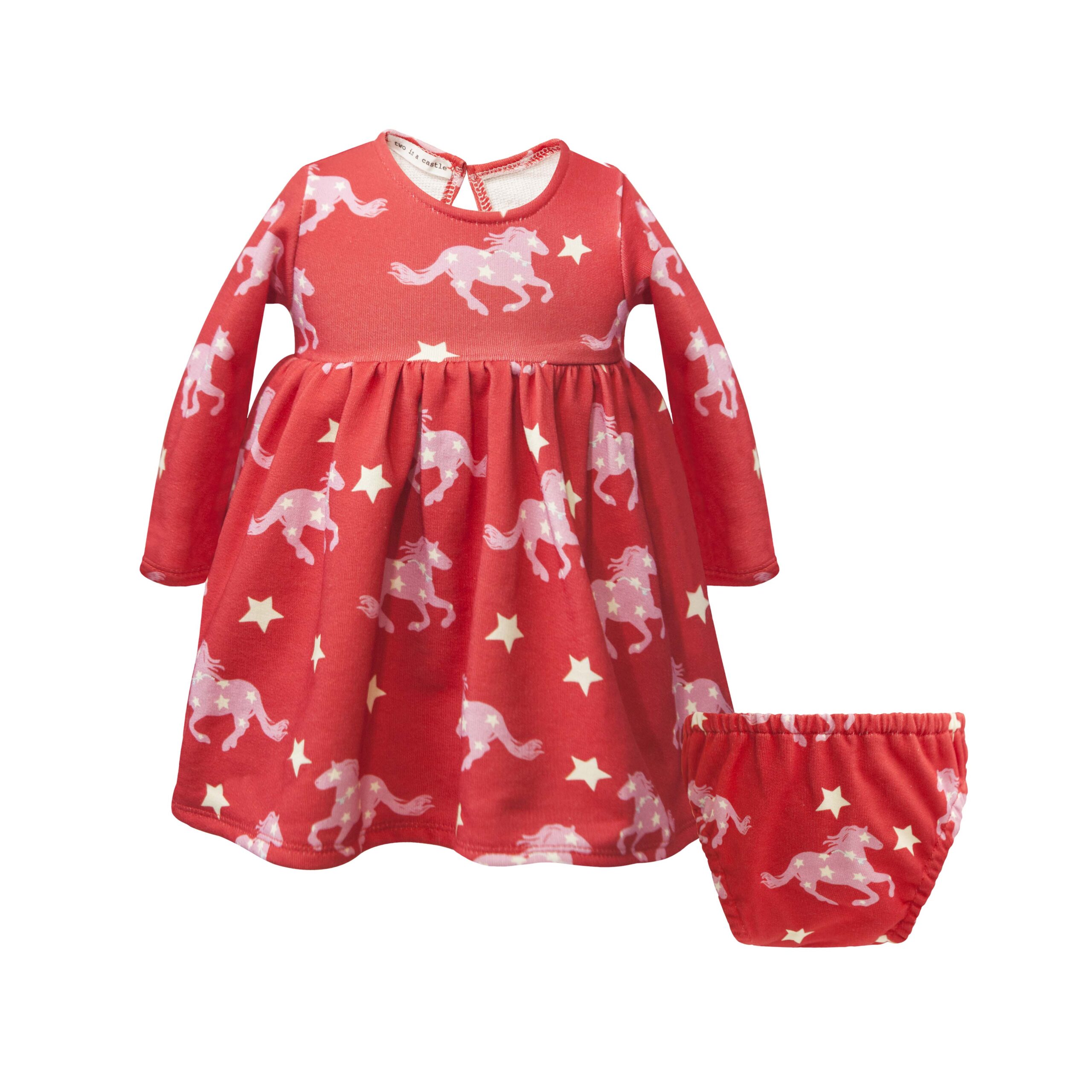 Two In A Castle - TC MAGIC HORSES BABY DRESS W/PANTIES NB+ --- ΦΟΡΕΜΑ ΒΒ - T7500